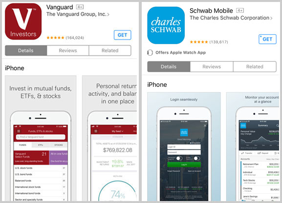 vanguard vs schwab mobile apps