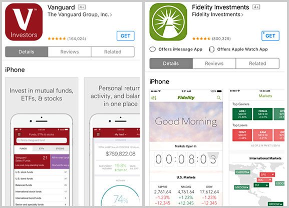 vanguard vs. fidelity mobile apps