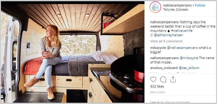 living in a van layout