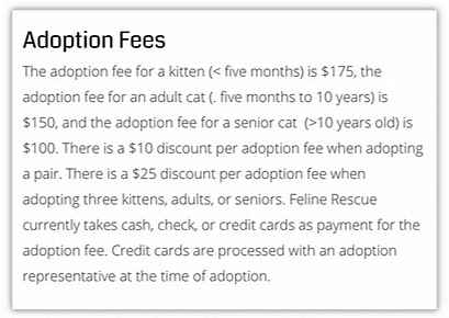 petsmart and petco adoption fees - feline rescue