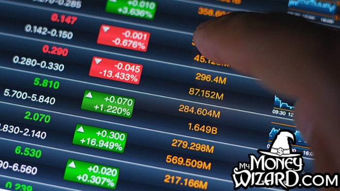 Stock market showing financial data on tablet computer